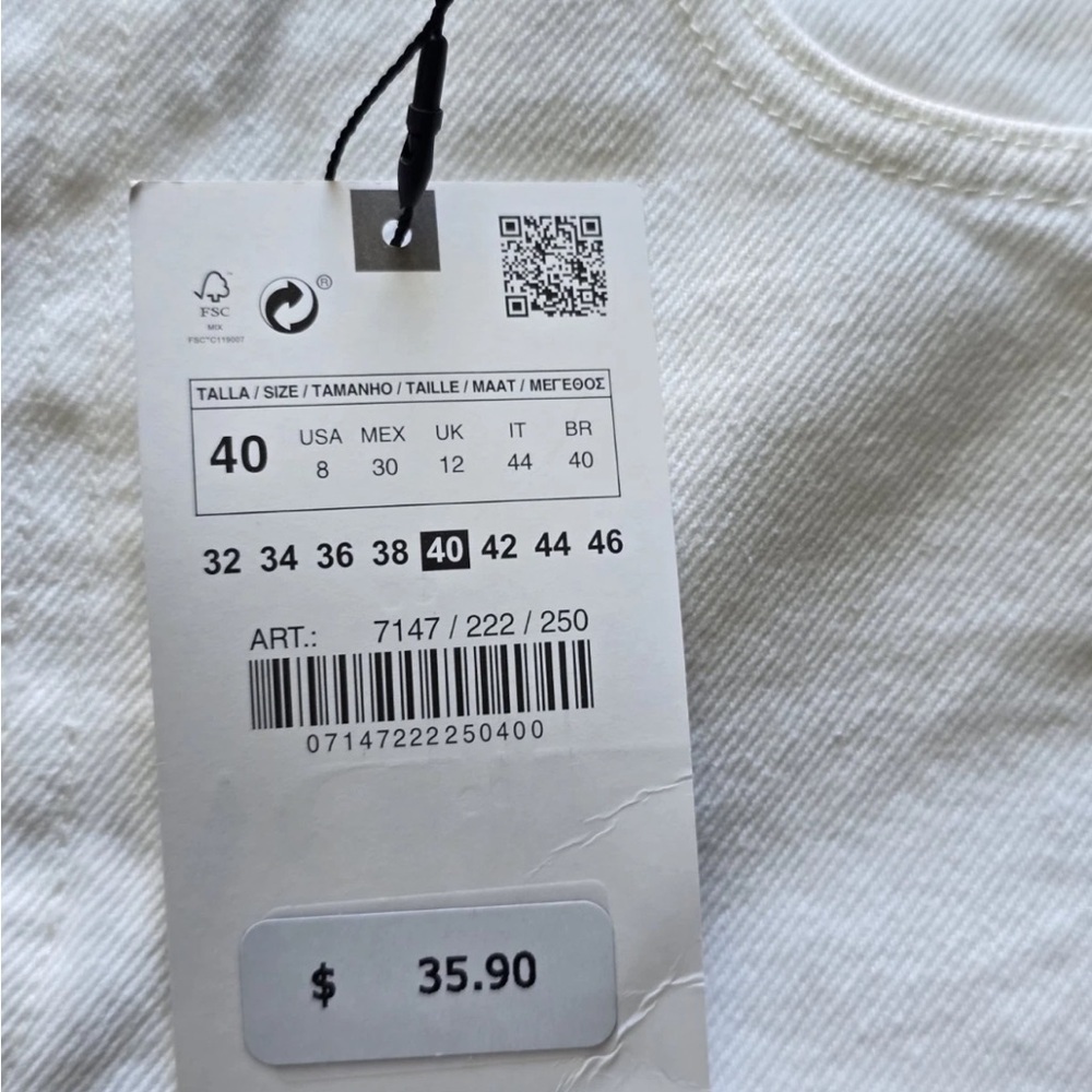 Zara White Denim Mom Shorts Sz 8 Women New - Picture 6 of 13